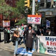 Yehonatan Ovadia protesting in New York earlier this year.