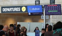 Passengers queue at flydubai check-in counters in the departures hall at Israel's Ben Gurion Airport on Wednesday. Credit: Jack Guez/AFP Passengers queue at flydubai check-in counters in the departures hall at Israel's Ben Gurion Airport on Wednesday.
