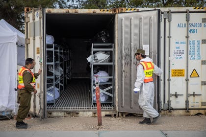 The Shura army base in central Israel at the end of October 2023. The bodies of soldiers and civilians were brought to Shura, while the bodies of people thought to be terrorists were brought to Sde Teiman.