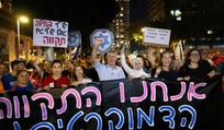 Supporters of Israel's Democrats party rallying in Tel Aviv earlier this year, led by party chairman Yair Golan. Credit: Moti Milrod Supporters of Israel's Democrats party rallying in Tel Aviv earlier this year, led by party chairman Yair Golan