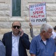 Sami Abu Shehadeh, leader of the Balad party, arriving at the Supreme Court hearing in Jerusalem on October 1.