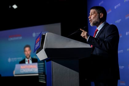Far-right Finance Minister Bezalel Smotrich at NatCon in Jerusalem on Wednesday.