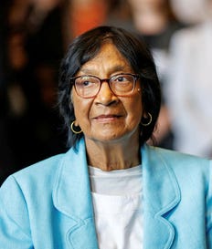 South African-born jurist and former UN human rights chief Navanethem "Navi" Pillay, sits at the Nuremberg Forum following the announcement that she had been awarded the 2026 Nobel Peace Prize, in Nuremberg, Germany, Friday.