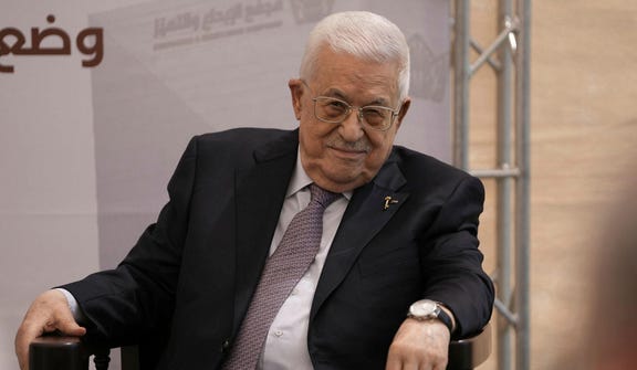 Palestinian President Mahmoud Abbas attends the inauguration ceremony of the Innovation and Excellence Compound in the West Bank city of Ramallah, last month.