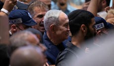 Prime Minister Benjamin Netanyahu at a shopping mall in the central Israeli city of Holon, Tuesday.