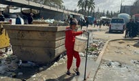 Garbage in the courtyard of a hospital in Khan Yunis, the Gaza Strip, March 2024.
