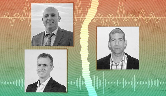 פרופ' חגי איזנברג (מימין), ליאב ג'ורג'י (למעלה) ואביהוד בן־ארי. צילום: Kidung Paripurna/Oleksandr Poliashenko/Gusense/SkillUp/Robert Adrian Hillman - Shutterstock; עיבוד: אורן אימגור פרופ' חגי איזנברג, ליאב ג'ורג'י ואביהוד בן־ארי