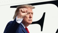 US President Donald Trump gestures as he boards Air Force One en route to Georgia for a campaign rally, at Joint Base Andrews, Maryland, US, October 16, 2026. REUTERS/Kevin Lamarque