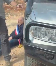 Bernard Baudoux, mayor of Aulnoye-Aymeries in France, seen injured in a settler attack in the Christian village of Taybeh near Ramallah on Saturday. Credit: Use under Section 27A of the Copyright Law Bernard Baudoux, mayor of Aulnoye-Aymeries in France, seen injured in a settler attack in the Christian village of Taybeh near Ramallah on Saturday.
