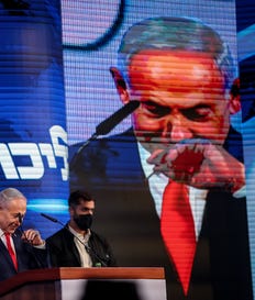 Prime Minister Benjamin Netanyahu gives an address after the release of exit polls, early on Wednesday, in Jerusalem. Credit: Itay Cohen Prime Minister Benjamin Netanyahu gives an address after the release of exit polls, early on Wednesday, in Jerusalem.