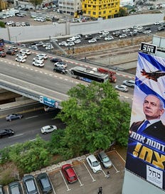 A Likud election campaign billboard featuring Prime Minister Benjamin Netanyahu and U.S. President Donald Trump in Tel Aviv, on Sunday. Credit: Tomer Appelbaum A Likud election campaign billboard featuring Prime Minister Benjamin Netanyahu and U.S. President Donald Trump in Tel Aviv, on Sunday.